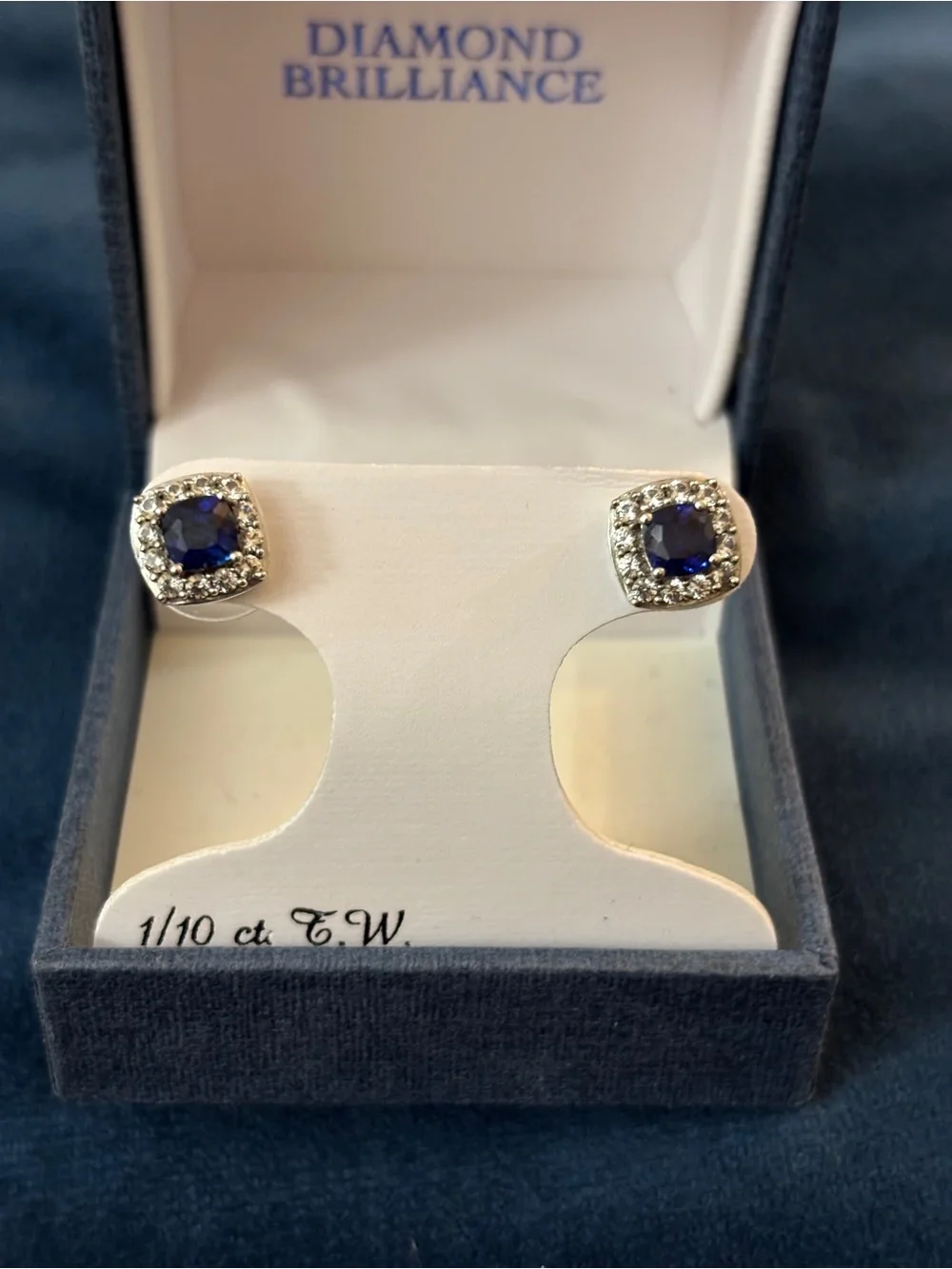 Sapphire Halo Stud Earrings - Blue